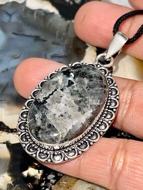 Larvikite Feldspar Pendant 2 1/4” “The Worry Stone”